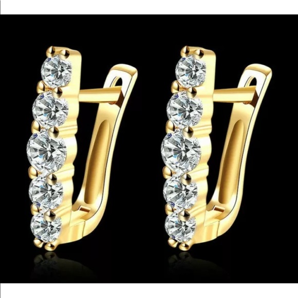 New 1.5 CT Front-Back Hoop Earrings with Crystals - Picture 2 of 5